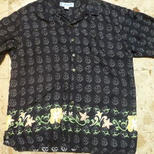 aloha beach mens shirt gray black print xl